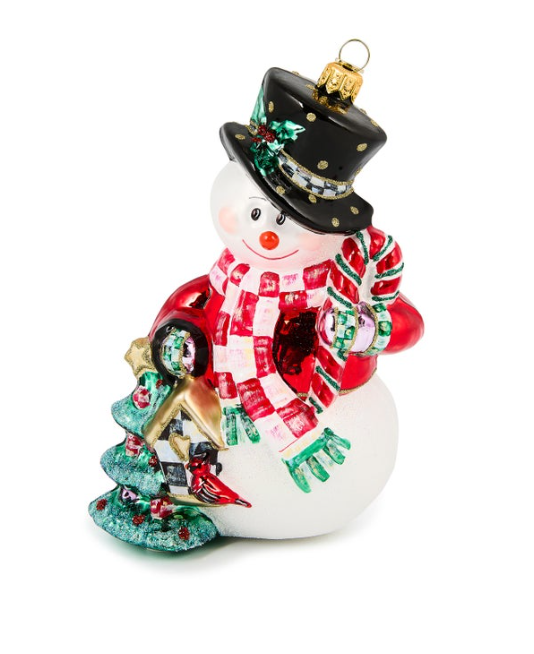 Check It Out Snowman Glass Ornament