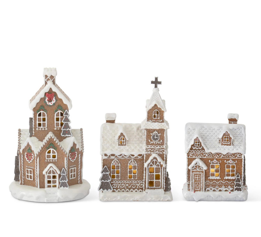 Resin Gingerbread LED Houses w/Timer