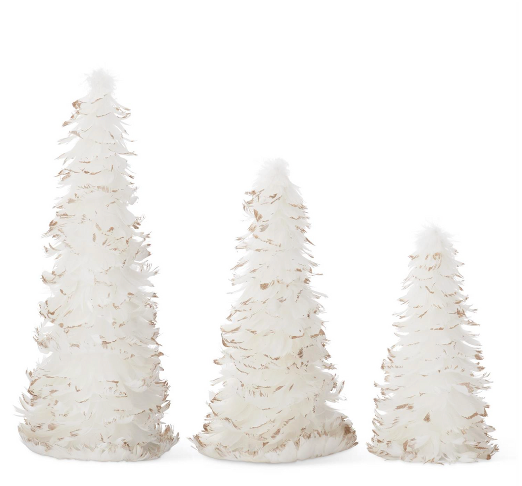 White Feather Trees w/Gold Glittered Tips