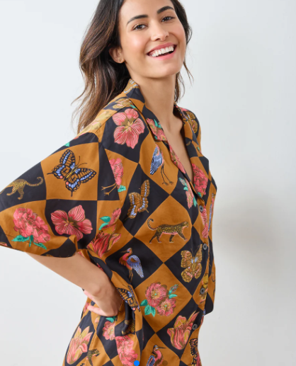 Eco Satin Wildest Dreams Set in Botanical Checkerboard