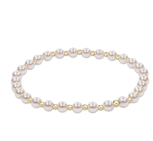 Classic Grateful Pattern 4mm Bead Bracelet - Pearl
