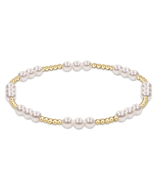 Classic Joy Pattern 4mm Bead Bracelet - Pearl