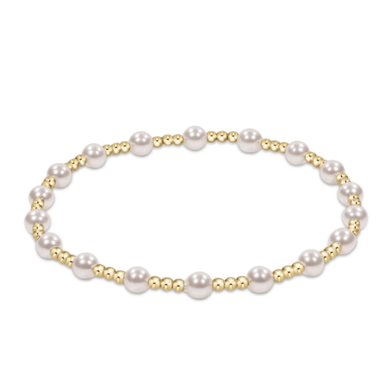 Classic Sincerity Pattern 4mm Bead Bracelet - Pearl