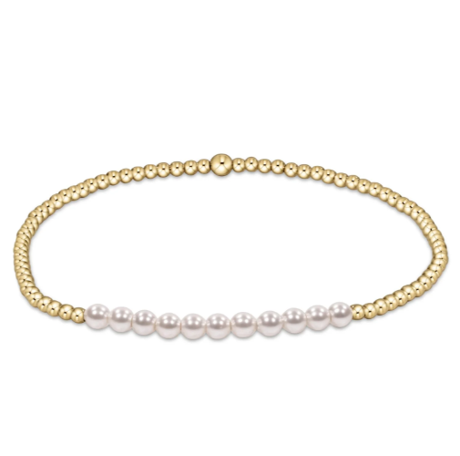 Gold Bliss 2mm Bead Bracelet - Pearl