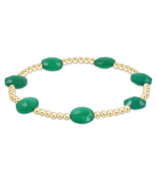 Admire Gold 3mm Bead Bracelet - Green Onyx