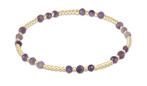 Gemstone Gold Joy Pattern 3mm Bead Bracelet - Amethyst