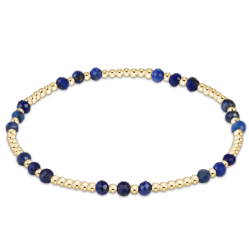 Gemstone Gold Joy Pattern 3mm Bead Bracelet - Lapis