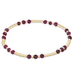 Gemstone Gold Joy Pattern 3mm Bead Bracelet - Ruby