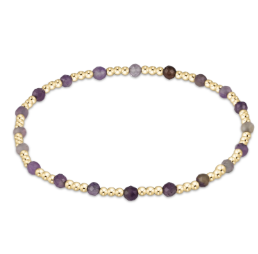 Gemstone Gold Sincerity Pattern 3mm Bead Bracelet amethyst