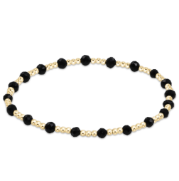 Gemstone Gold Sincerity Pattern 3mm Bead Bracelet Faceted Onyx