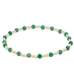 Gemstone Gold Sincerity Pattern 3mm Bead Bracelet Green Onyx