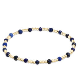 Gemstone Gold Sincerity Pattern 3mm Bead Bracelet Lapis
