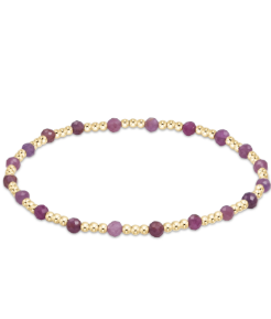 Gemstone Gold Sincerity Pattern 3mm Bead Bracelet ruby