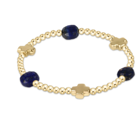 Signature Cross Admire Gold Pattern 3mm Bead Bracelet Lapis