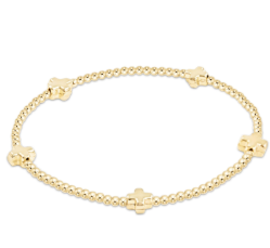 Signature Cross Small Gold Pattern 2mm Bead Bracelet Gold