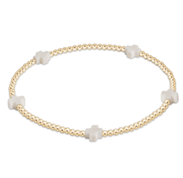 Signature Cross Small Gold Pattern 2mm Bead Bracelet Onyx