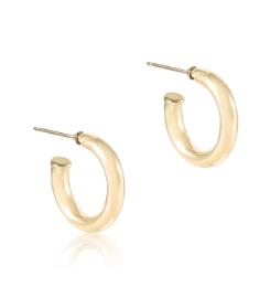 Round Gold 1" Post Hoop - 4mm - Smooth