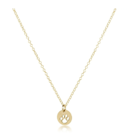 16" Necklace Gold - Paw Print Small Gold Disc
