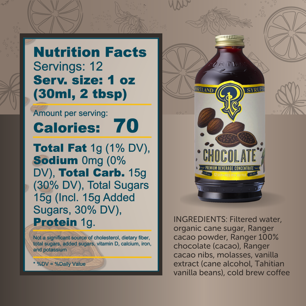 Chocolate Syrup 12oz - cocktail / mocktail / Coffee / Tea