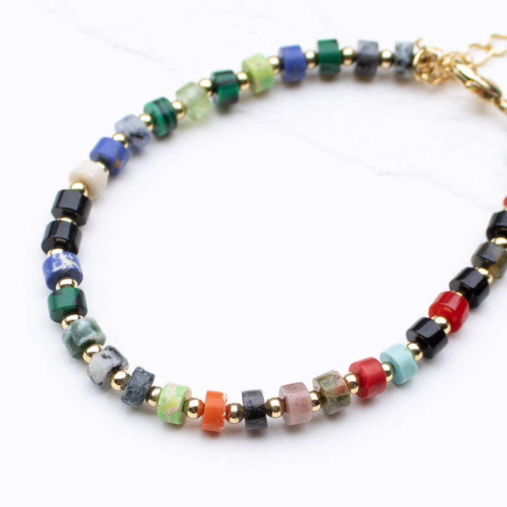 Multi-Color Natural Stone Beaded Bracelet