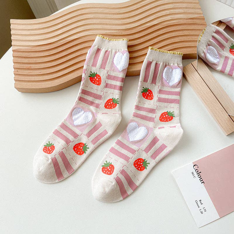 Rufia -  Strawberry Floral Pattern Women's Socks