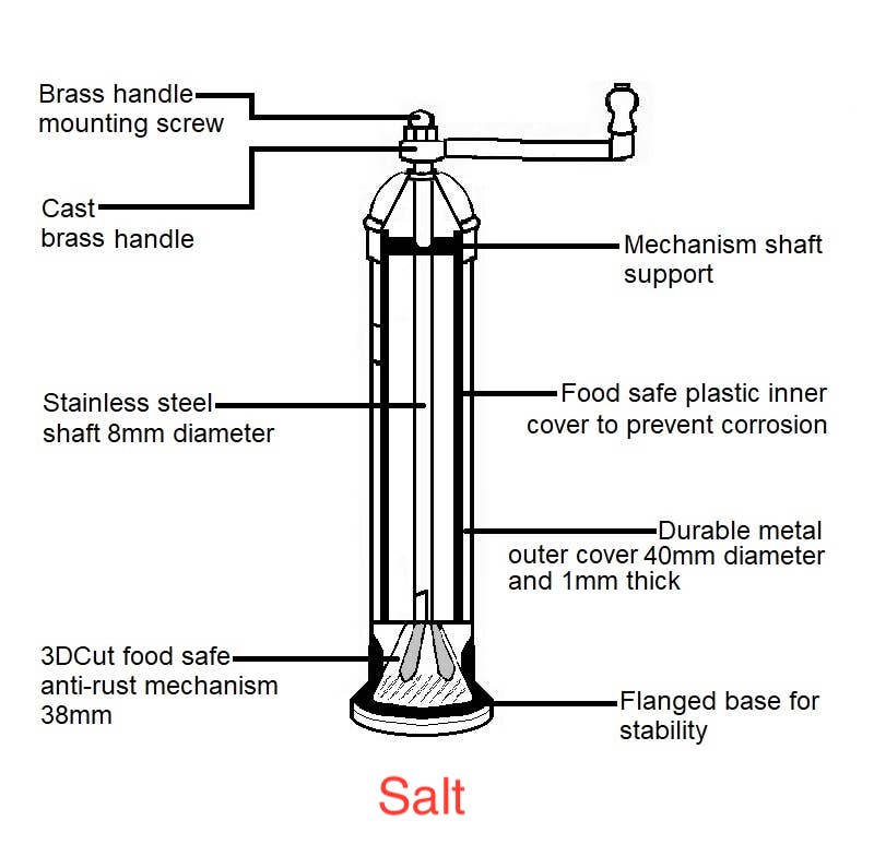 Brass Mill 8" salt grinder