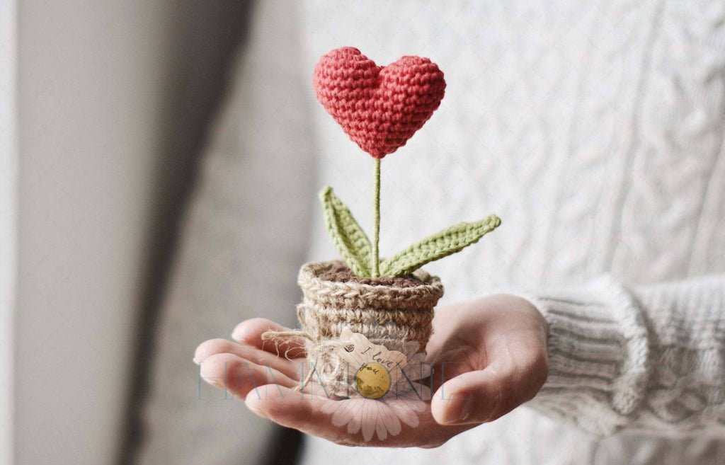 Crochet Heart Plant Pot Gift, Crochet a Plant, Handmade Gift