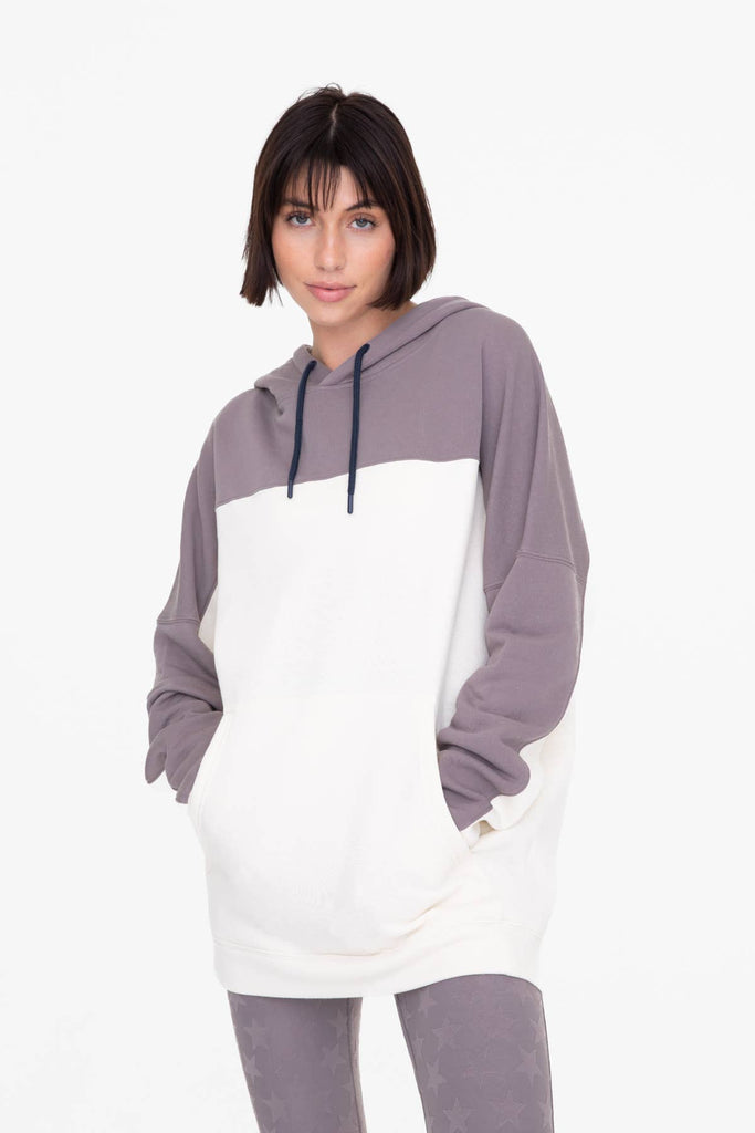 Color Blocked Hoodie Pullover with Pockets: S:M:L