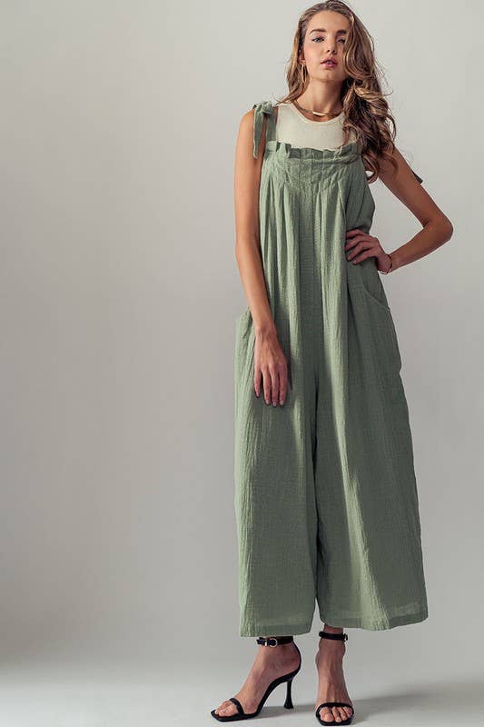 TIE STRAPS WIDE LEG JUMPSUIT