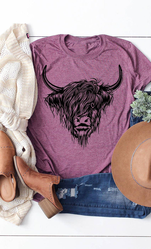 Highland Cow Farm Country Western Graphic Tee: CREAM
