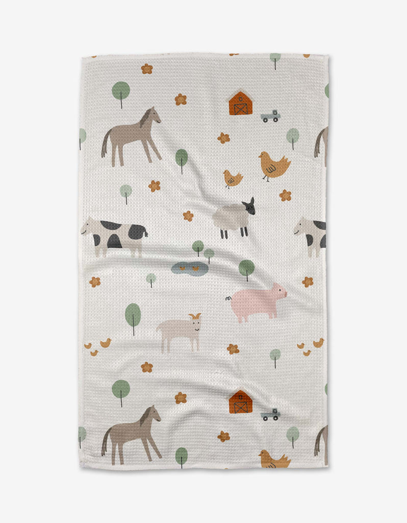 Light Farm Animals Tea Towel