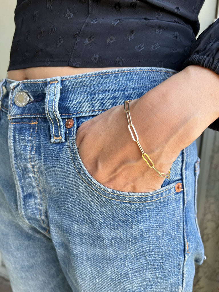 18k Gold Filled Classic Paperclip Bracelet