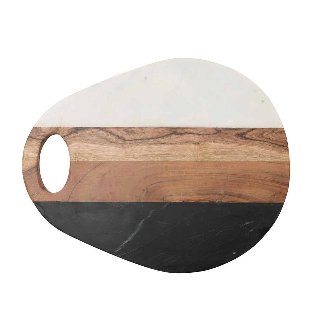 Marble & Acacia Wood Cheese/Cutting Board w/ Handle
