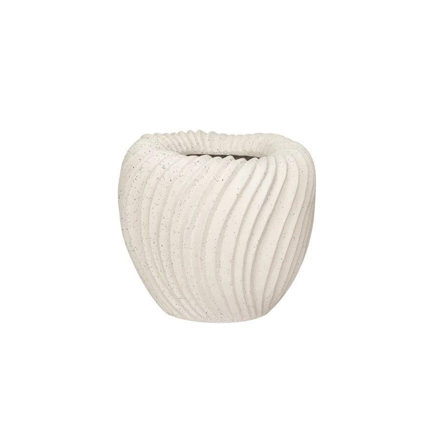 Stoneware Pleated Planter (Holds 8" Pot) (Each One Will Vary)