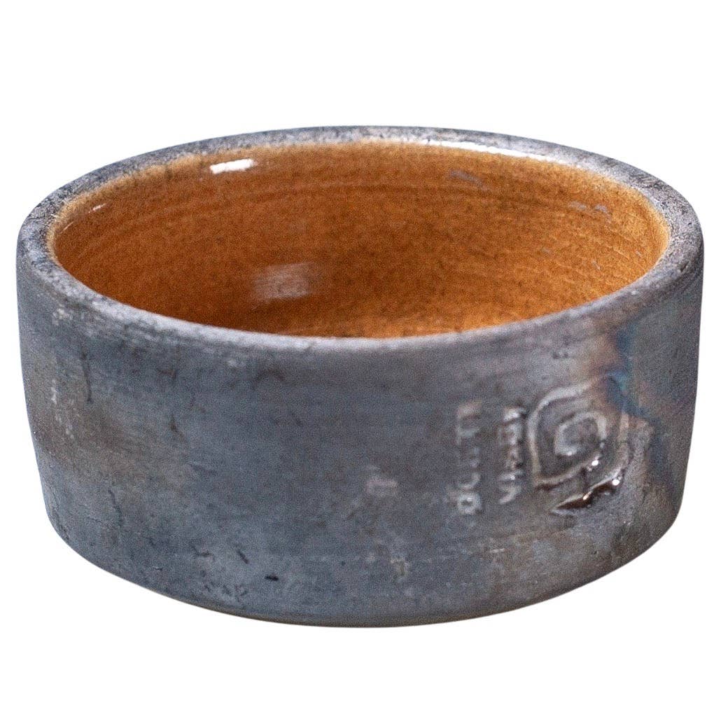 Handmade Raku-fired salt bowls in 3 different glazes