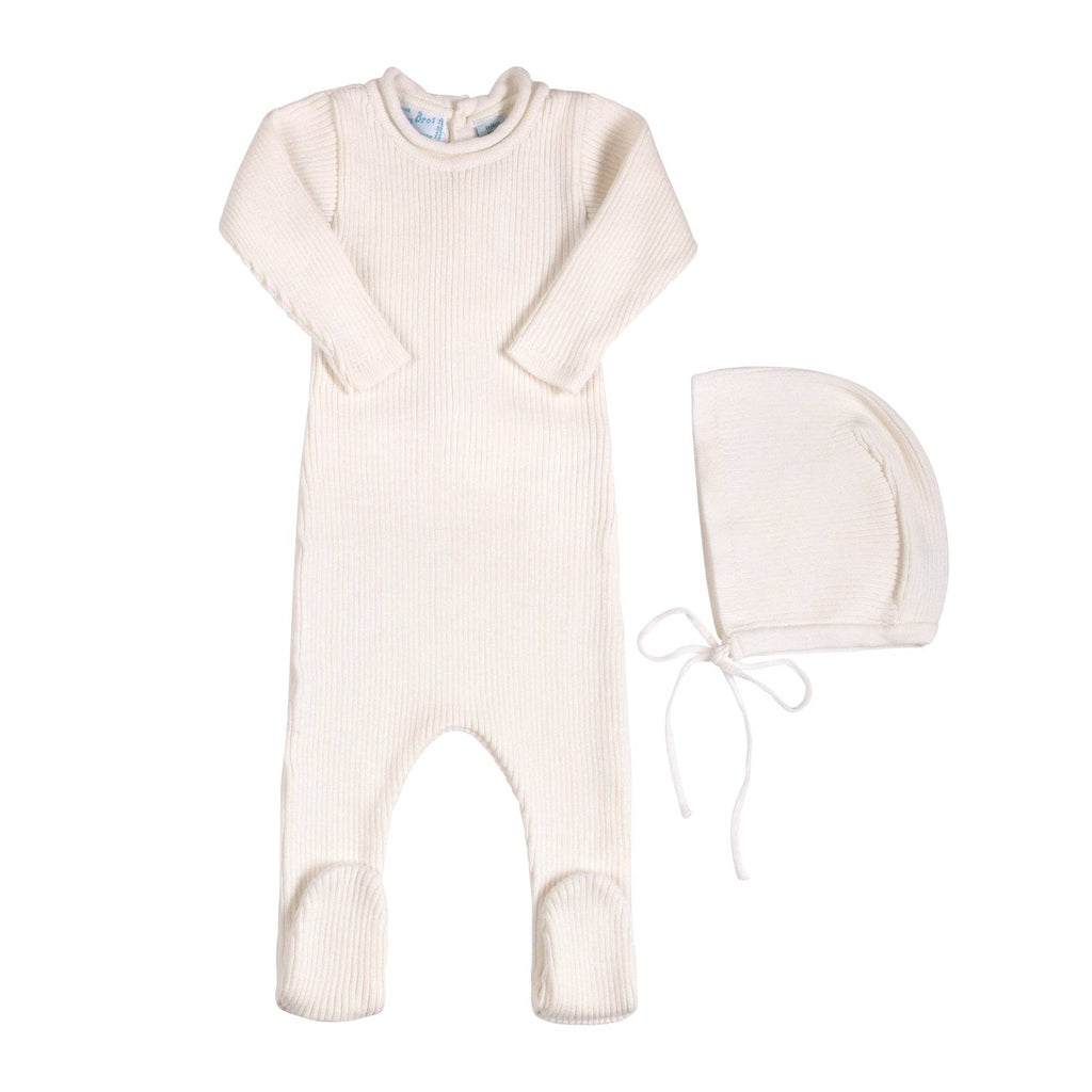 Baby Boys & Girls Rolled Collar Ribbed Knit Romper with Hat