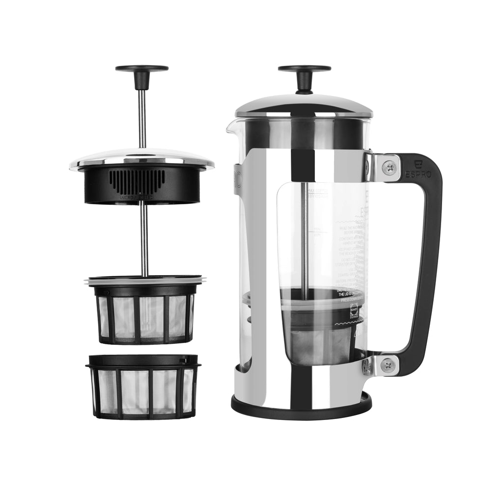 P5 French Press Coffee Maker - Polished Stainless Steel Cage