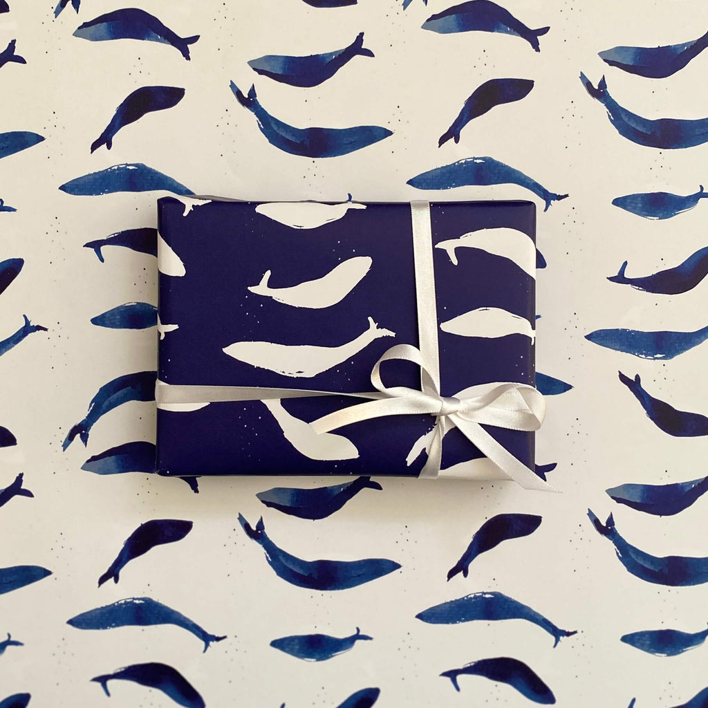 Whales in Blue Wrapping Paper