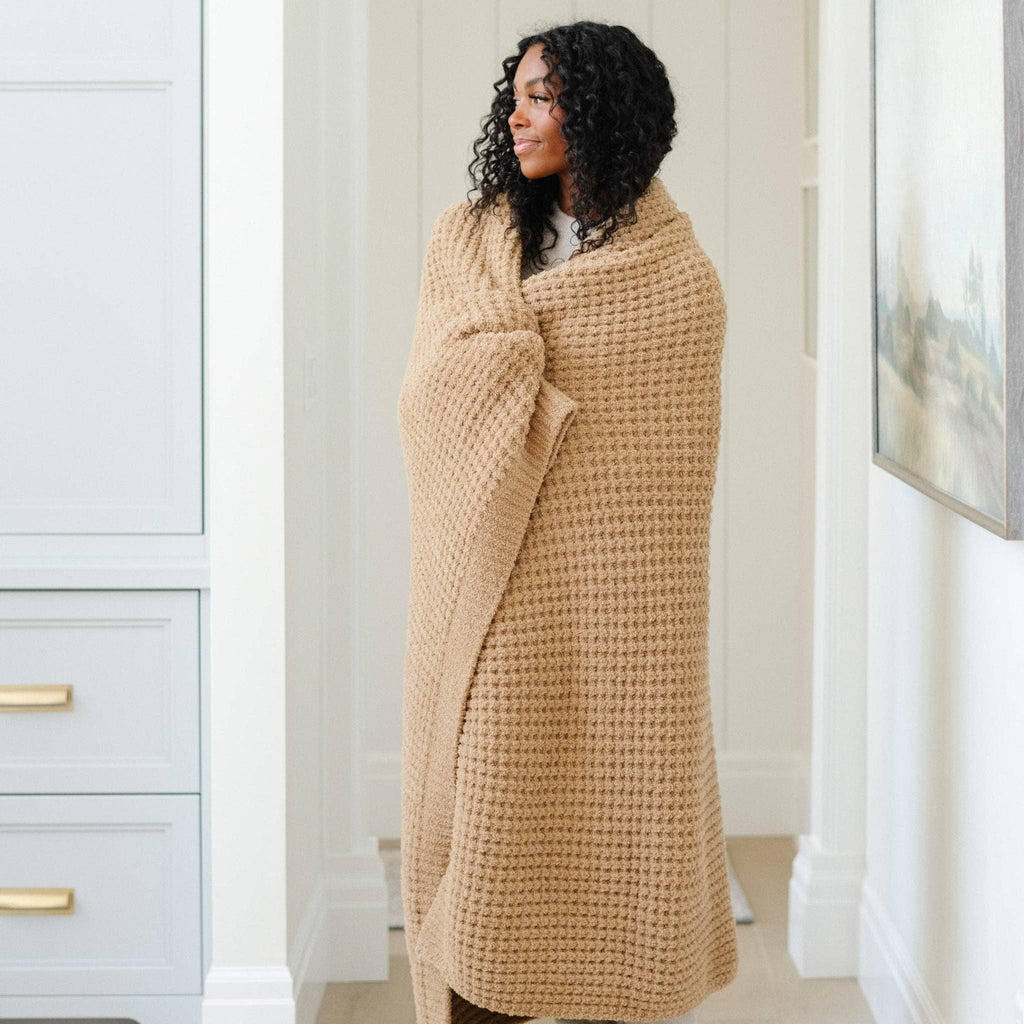 WAFFLE KNIT THROW BLANKETS