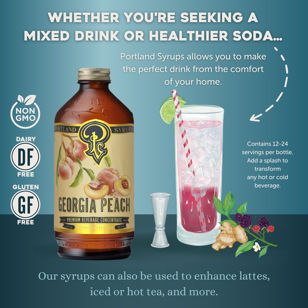 Georgia Peach Syrup 12oz - cocktail / mocktail / Coffee /Tea