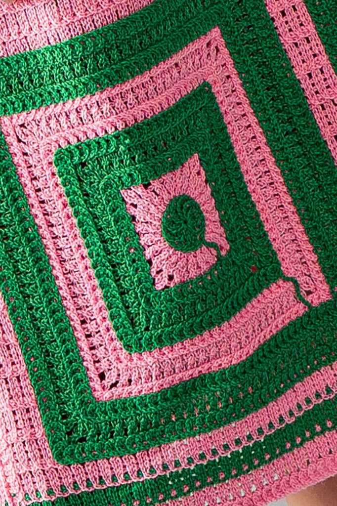 Geometric Crochet Midi Length Open Front Cardigan