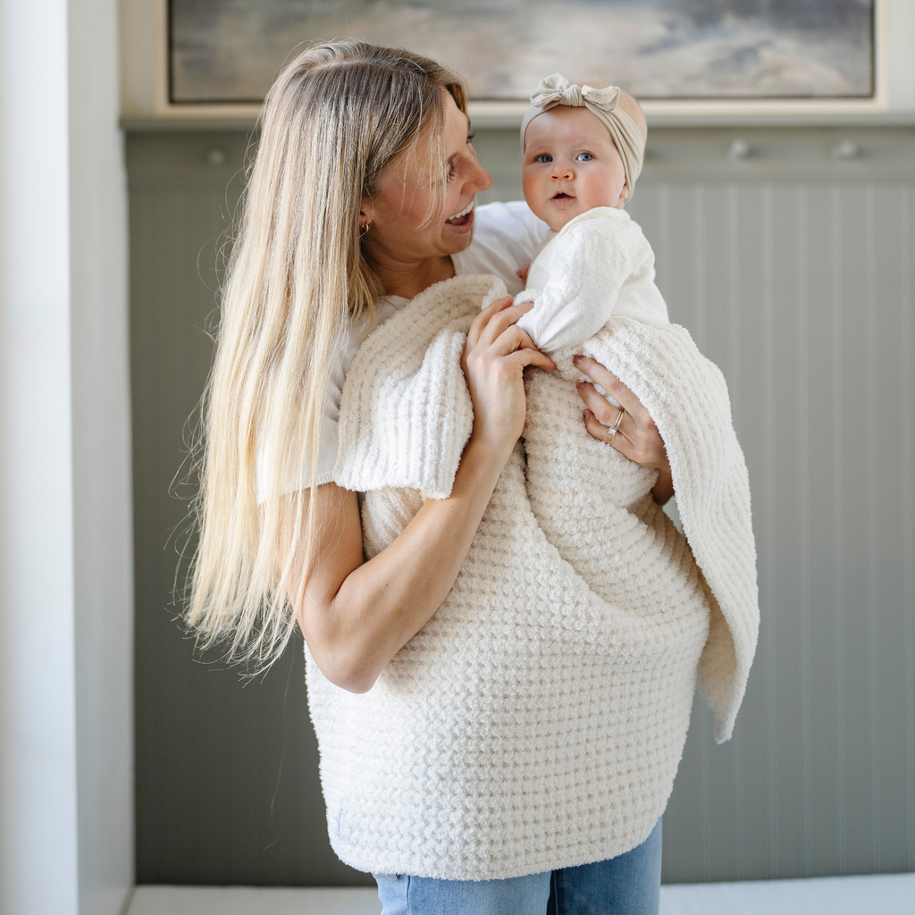 WAFFLE KNIT RECEIVING BLANKETS