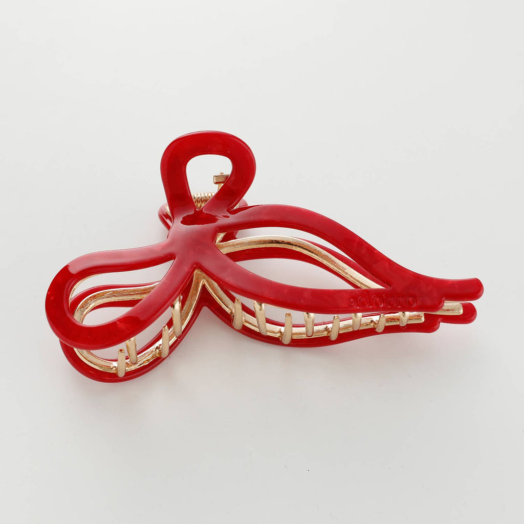 Sabrina VDay | Large Ribbon Metal Bow Claw Clip