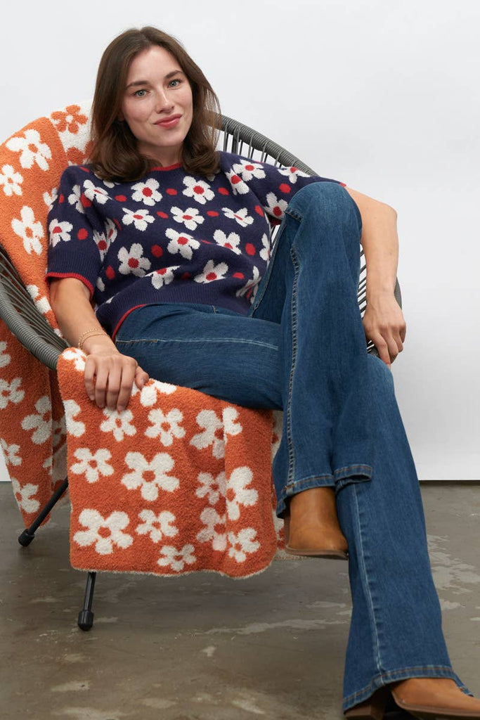 Floral Knit Cropped Sweater