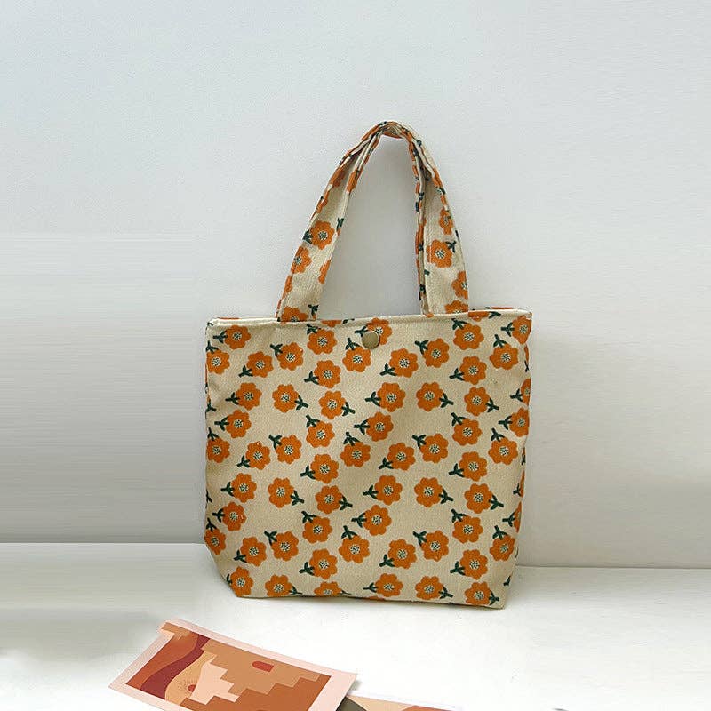 Small Vintage Artistic Floral Tote Bag