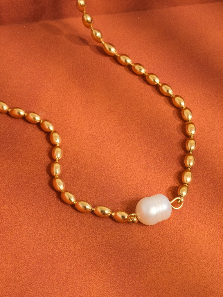 Vigne 18K Gold Non-Tarnish Pearl Ball Chain Necklace