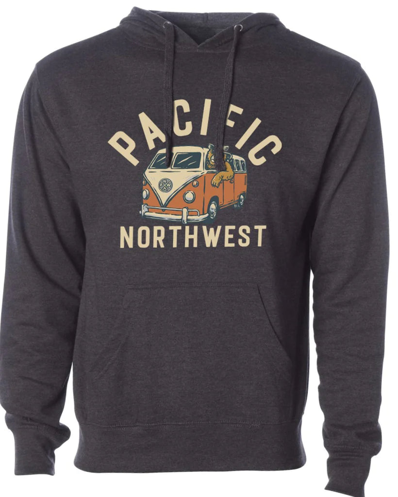 Bear Bus Charcoal Hoodie Pacific Northwest Vibes