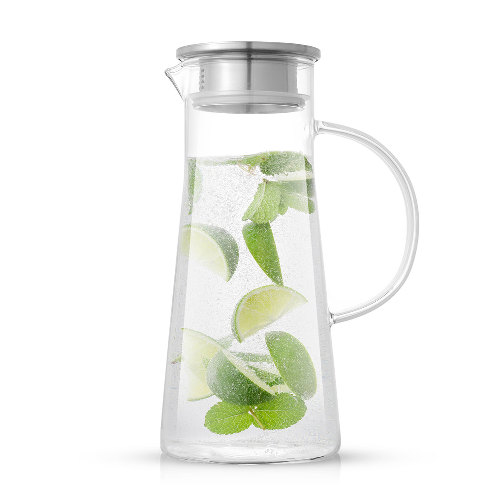 Breeze Glass Drink Water Pitcher with Stainless Steel Lid