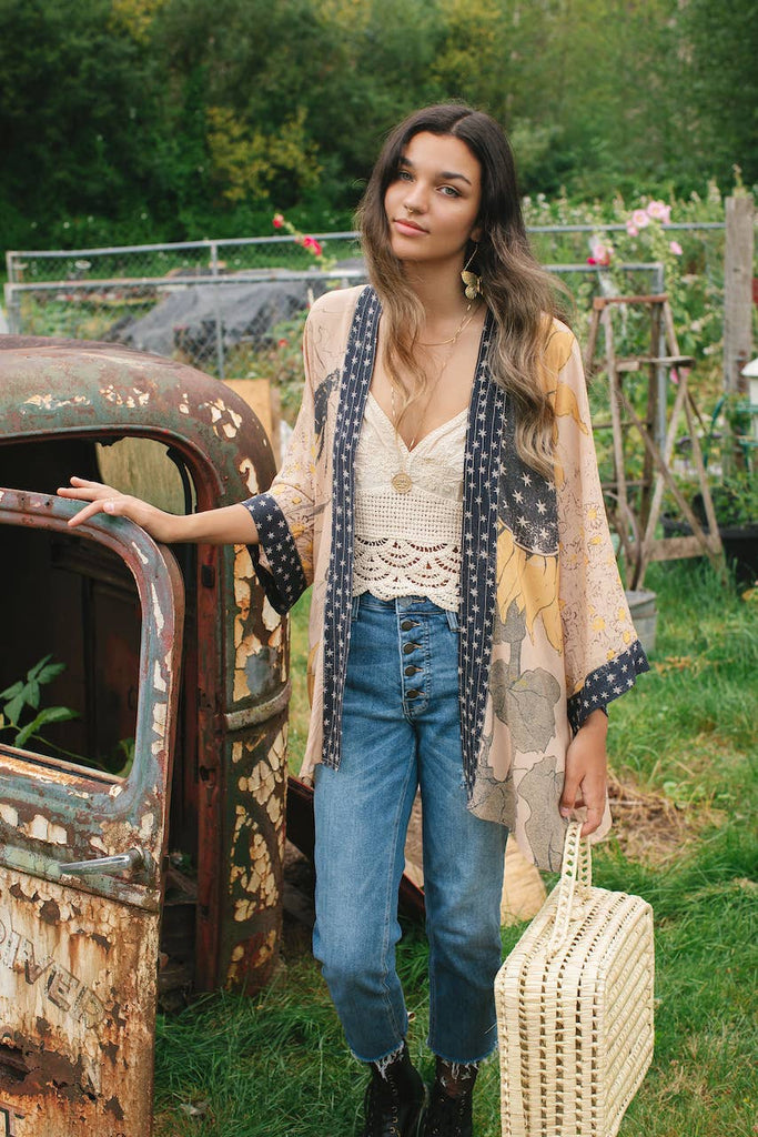 Milk & Honey Bamboo Bohemian Kimono Cardigan with Belt