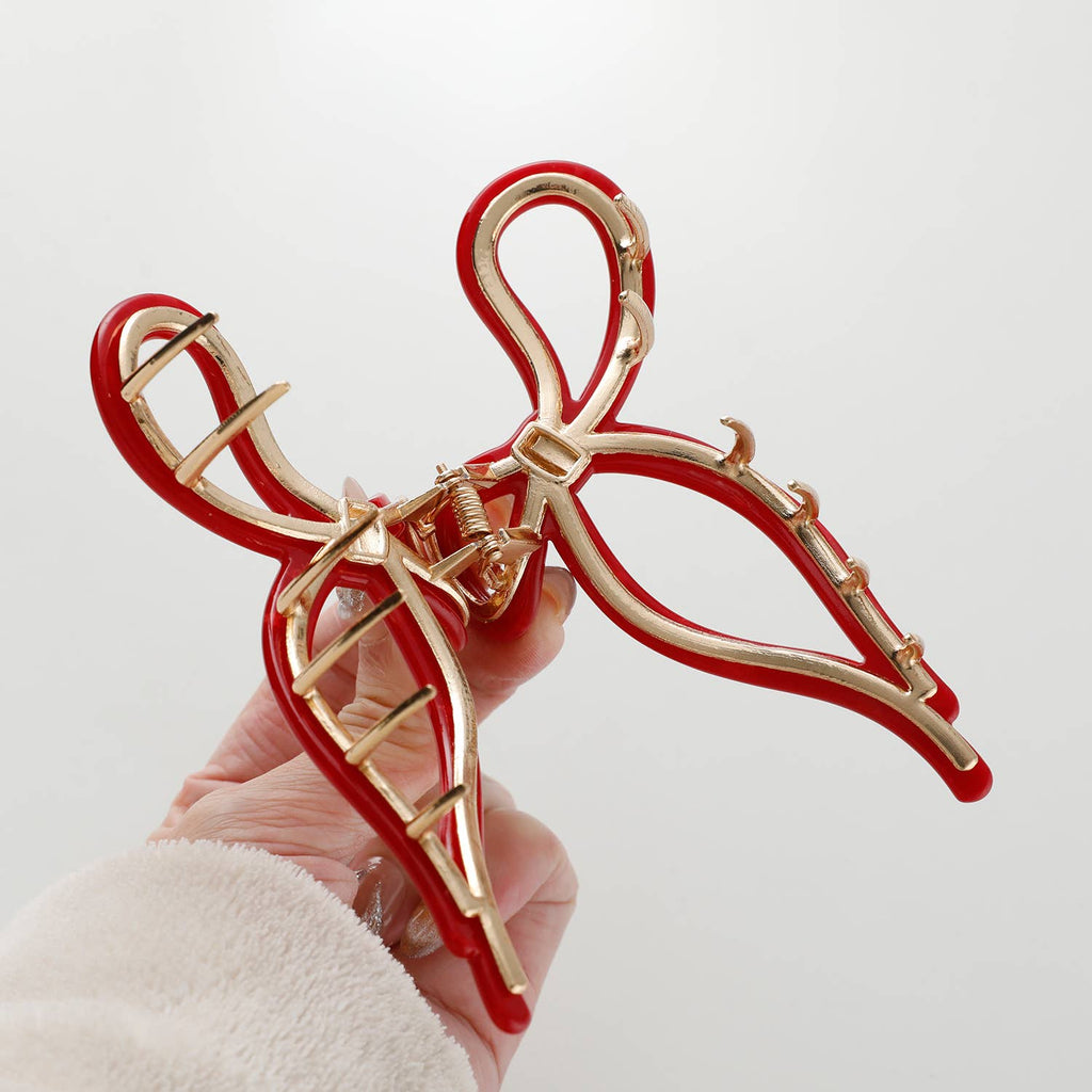 Sabrina VDay | Large Ribbon Metal Bow Claw Clip